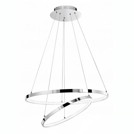 Lustre Dormitor - Lustra rotunda inele crom Gani Ø60 cm, iluminare LED dimabila, design modern lux, 17222003 D - Novaluce