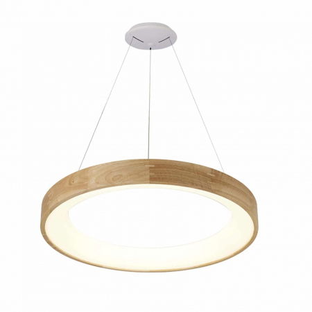 Lustre Dormitor - Lustra rotunda LED lemn natural Ivay Ø 45/65 cm, design modern, AZ 3344 - Azzardo