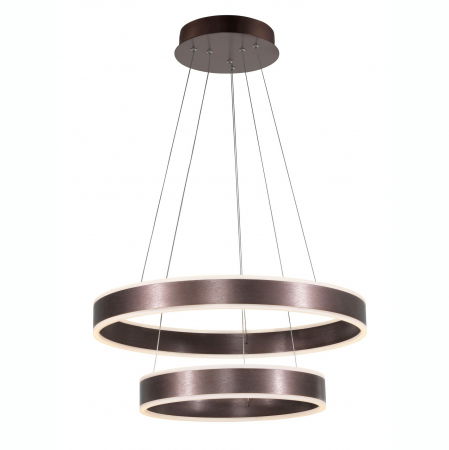 Lustre Dormitor - Lustra rotunda maro dimabila LED Mina Ø60 cm din doua piese, design modern, 88622102 D - Novaluce
