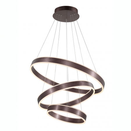 Lustre Dormitor - Lustra rotunda maro dimabila LED Mina Ø80 cm din trei piese, design modern, 88622103 D - Novaluce