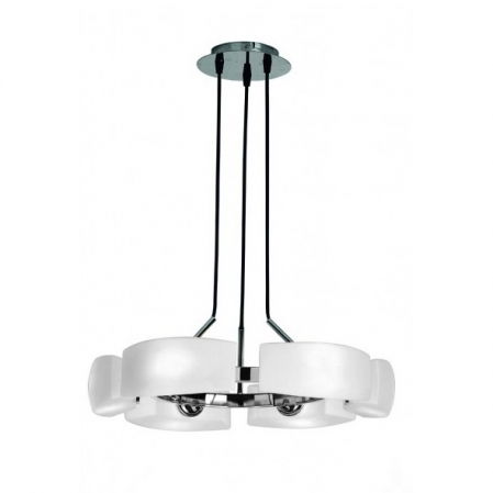 Lustre Dormitor - Lustra rotunda moderna Zana, abajur alb sticla, metal cromat, diverse dimensiuni, AZ 0123 - Azzardo