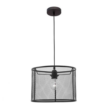 Lustre Dormitor - Lustra rotunda neagra/alba Hulda abajur tip plasa metal, Ø 30 cm, 8809301 - Novaluce
