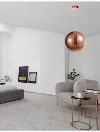 Lustra rotunda sticla cupru/auriu Tabani Ø 25/35 cm, inaltime reglabila, 9080351 - Novaluce [1]