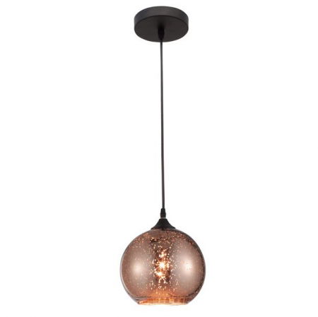 Lustre Dormitor - Lustra rotunda sticla cupru Dionis Ø 18 cm, inaltime reglabila, baza metal, 8142680 - Novaluce