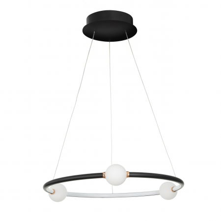 Lustre - Lustra rotunda tip inel LED dimabila Charon 64 cm, detalii glob albe sticla, design modern, 9820601 - Novaluce