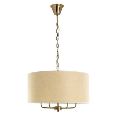 Lustre Dormitor - Lustra rotunda tip pendul crem Inga, design clasic, din metal, inaltime reglabila, 8120041 - Novaluce