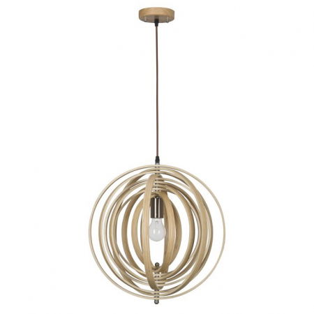 Lustre Dormitor - Lustra rotunda tip pendul Maxi Ø 43 cm, abajur discuri din lemn, inaltime reglabila, 9138062 - Novaluce