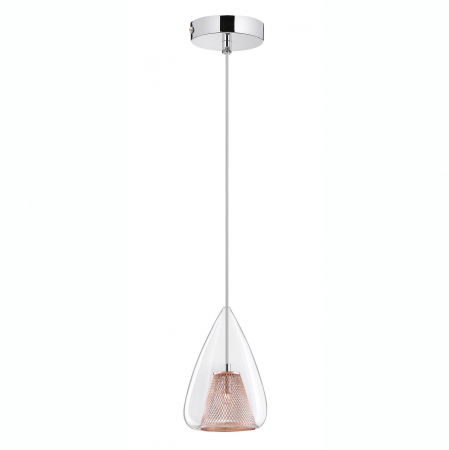 Lustre Dormitor - Lustra sticla transparenta Kimbra detalii metal impletit auriu rose, design modern, 1600200501 - Novaluce