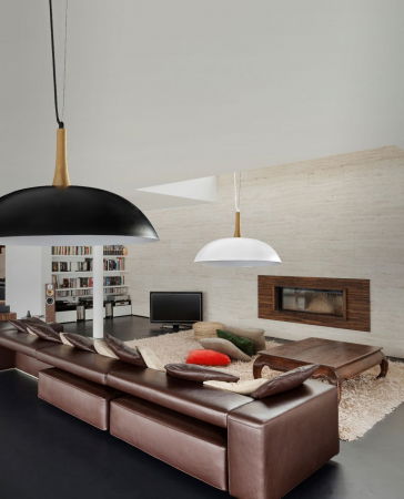 Lustra suspendata alba/neagra metal cu detalii lemn Efe Plate Ø 49 cm, sil scandinav, AZ 1334 - Azzardo [3]