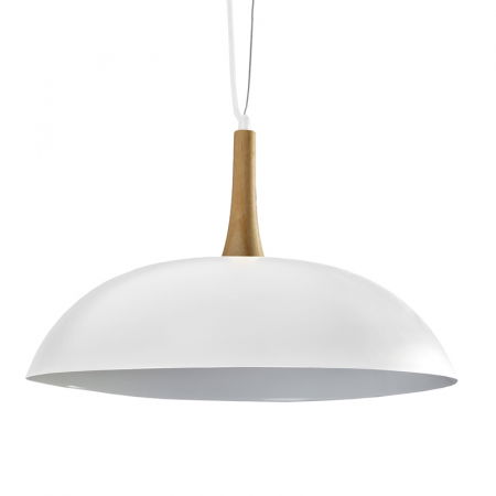 Lustre Dormitor - Lustra suspendata alba/neagra metal cu detalii lemn Efe Plate Ø 49 cm, sil scandinav, AZ 1334 - Azzardo