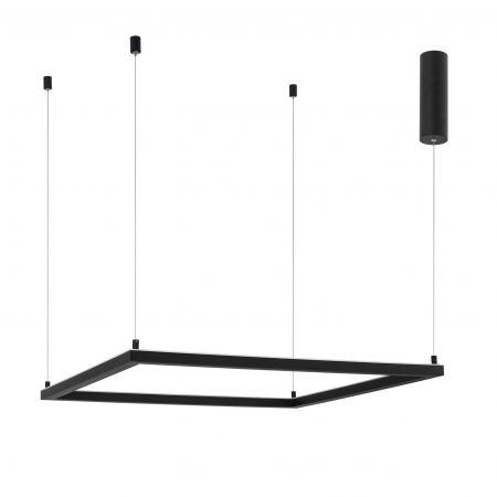 Lustre Dormitor - Lustra suspendata patrata dimabila Linus 75x75 cm alba/neagra, iluminare LED, design minimalist, 9990734 - Novaluce