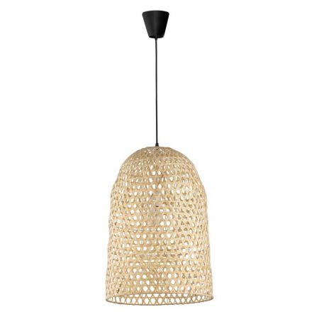Lustre Dormitor - Lustra tip pendul alba/natur Mimmi, din bambus, Ø 40 cm, inaltime reglabila, 9586681 - Novaluce