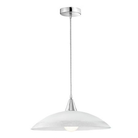 Lustre Dormitor - Lustra tip pendul rotunda alb-argintiu Cecil, Ø 40 cm, din sticla, inaltime reglabila, 7326324 - Novaluce