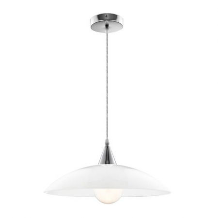 Lustre Dormitor - Lustra tip pendul rotunda alb-argintiu Tropi, Ø 40 cm, din sticla, inaltime reglabila, 6302361 - Novaluce