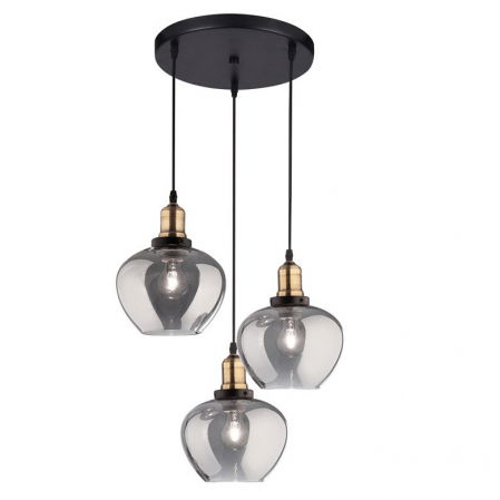 Lustre Dormitor - Lustra vintage sticla fumurie Joska Ø 35/50 cm, detalii metal bronz, inaltime reglabila, 8436404 - Novaluce