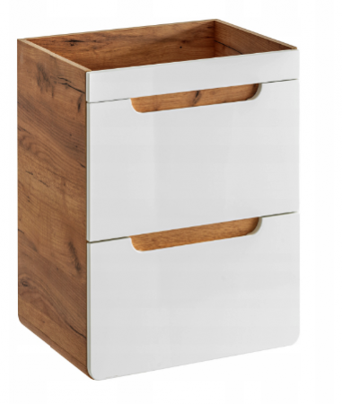 Produse - Masca baie Aruba 50 cm, MDF alb lucios, stejar auriu, COMAD