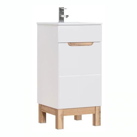 Produse - Masca lavoar baie 50 cm, Bali White, MDF alb lucios, stejar auriu, COMAD