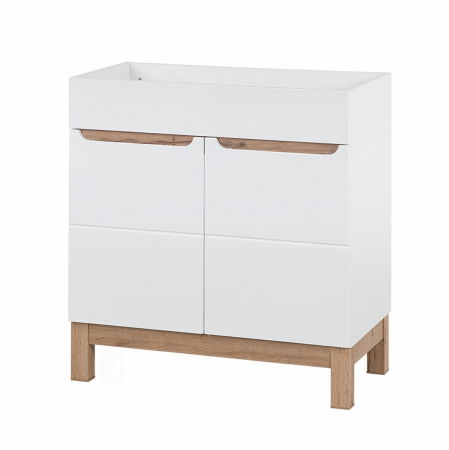 Produse - Masca lavoar baie 80 cm, MDF alb lucios, stejar auriu, Bali White COMAD