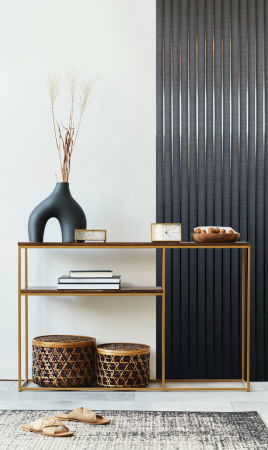 Produse - Panou riflat 3D Amber, Antracit, 270x13 cm, Lamelio