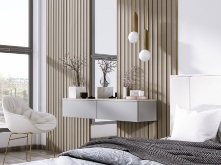 Produse - Panou riflat 3D Amber, Bej, 270x13 cm, Lamelio