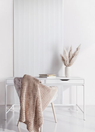 Produse - Panou riflat 3D Luna, Alb, 270x12 cm, Lamelio