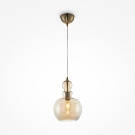Lustre Dormitor - Pendul Tone P003PL-01BZ, 1xE27, bronz+ambra, IP20, Maytoni