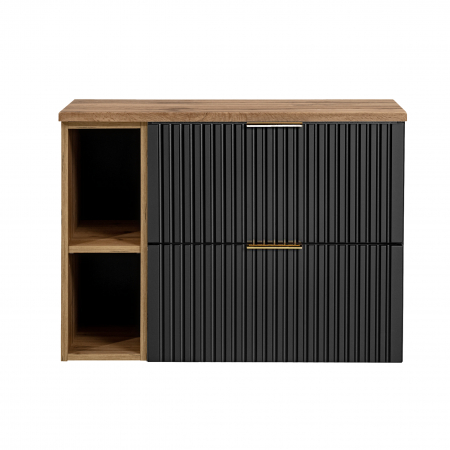 Seturi mobilier baie - Set Adel black ,blat stejar 80 cm