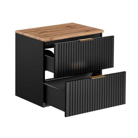 Seturi mobilier baie - SET MASCA + BLAT WOTAN ADEL BLACK 60 CM