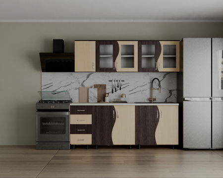 Bucatarii - Bucatarie CIP S 2m, Wenge + Mesteacan