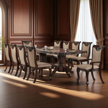 Mese - Set masa AC3268T + 10 Scaune, Dark Brown