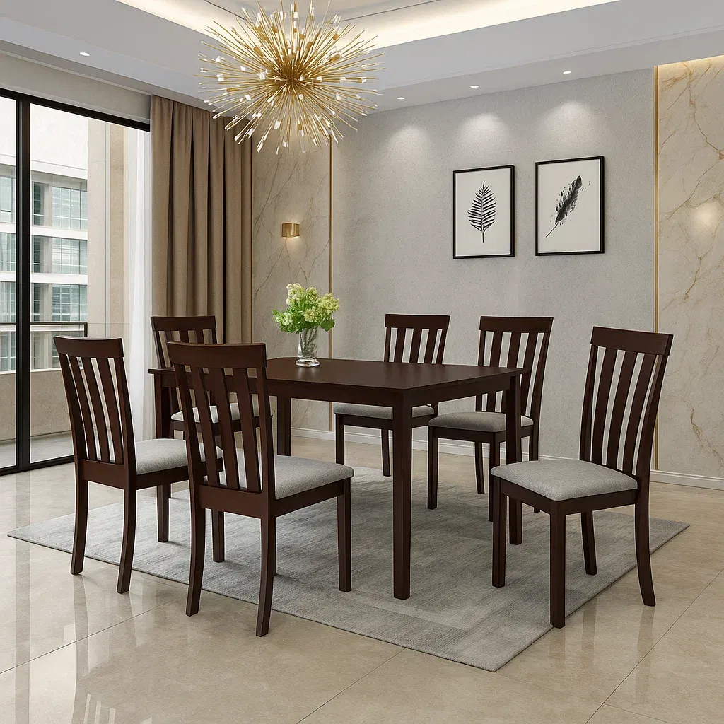 Mese - Set masa RH7008T + 6 scaune RH108C, 150x90x76 cm, Dirty Oak