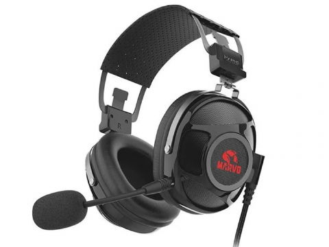 Calculatoare - Marvo Headset Wired Gaming HG9053, USB 7.1, Red Backlight