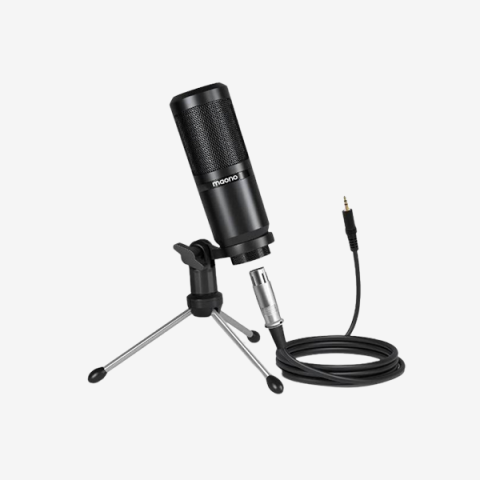 Microfoane - Microfon Desktop Cardioid Condensator cu XLR de 3,5 mm, chipset profesional pentru înregistrări de studio/acasă, gaming, streaming, YouTube, chat