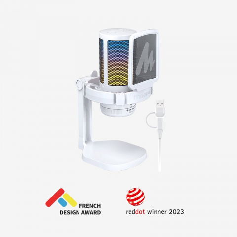 Microfoane - Microfon Gaming GamerWave Condensator USB RGB (Alb)