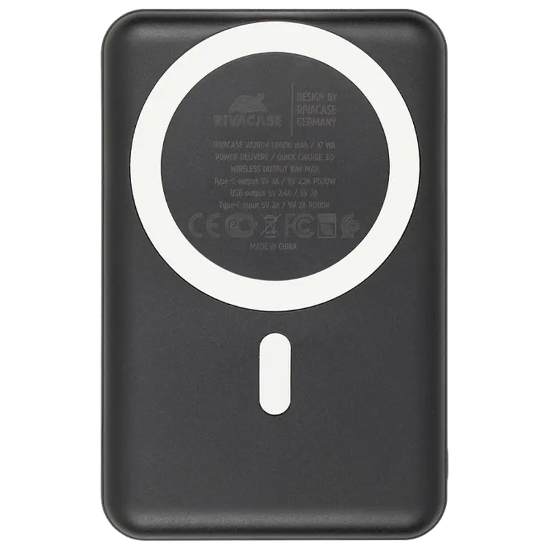 PowerBank - Power Bank Rivacase 10000 mAh, Magsafe 15W + QC/PD20W, VA2604, Negru
