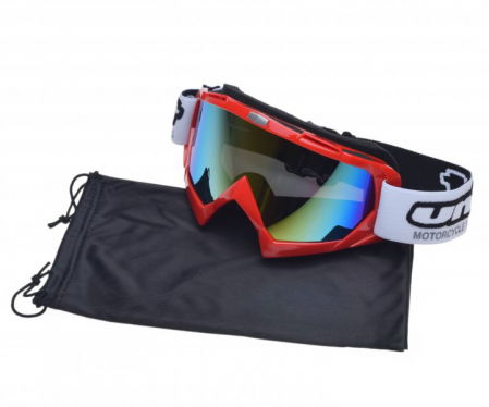 Ochelari - Ochelari motocross/atv/enduro Unit, culoare rama rosu, lentila fumurie colorata