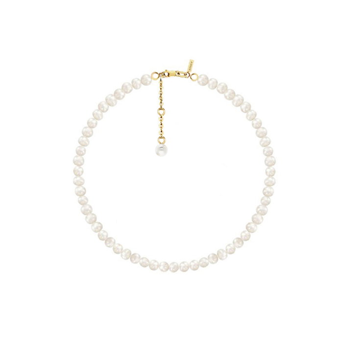 Set Colier, Brățară și Cercei din argint cu perle naturale de cultură Small Pearl String Gold [8]