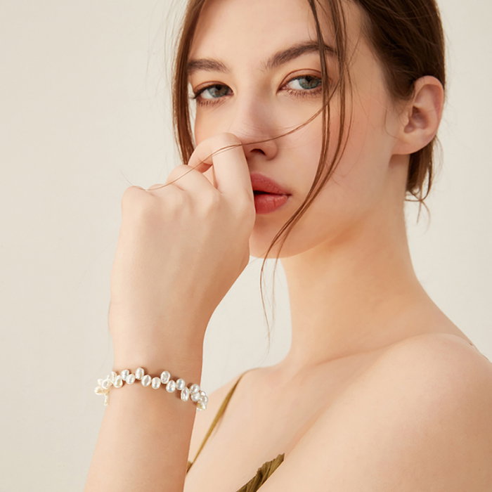 Brățară baroque din argint cu perle naturale de cultură gold Raw Collection [2]