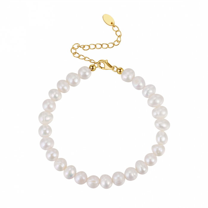 Set Colier și Brățară din argint cu perle naturale de cultură gold Raw Collection [8]