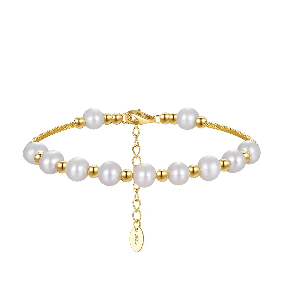Brățară din Argint cu Perle Naturale de Cultură Golden Glow Pearl [1]