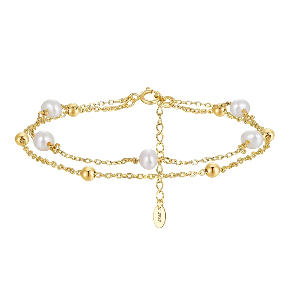 Brățară din Argint cu Perle Naturale de Cultură Golden Layers Pearl [1]