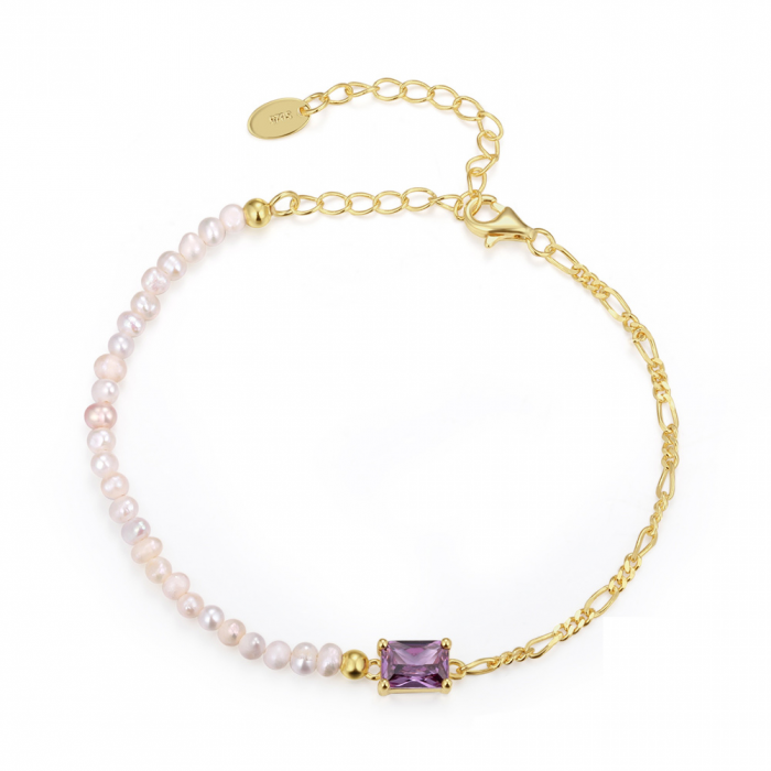 Brățară din Argint cu Perle Naturale de Cultură Lavender Pearl Glow [1]