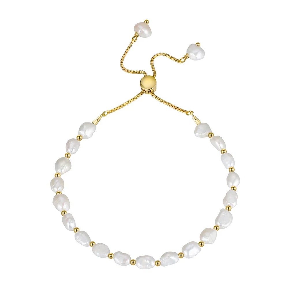Brățară din Argint cu perle naturale de cultură Lustrous Elegance Auriu [1]