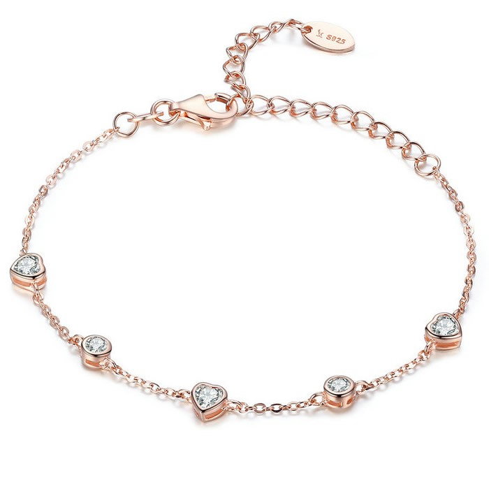 Set bijuterii din argint Hearts Edge Rose, brățară și cercei [6]
