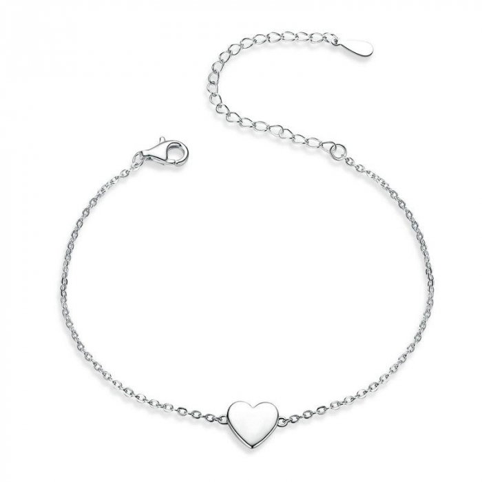 Set bijuterii din argint Plain Heart, brățară și cercei [5]