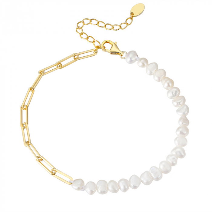 Set Colier și Brățară din Argint cu perle naturale de cultură gold Raw Collection [7]