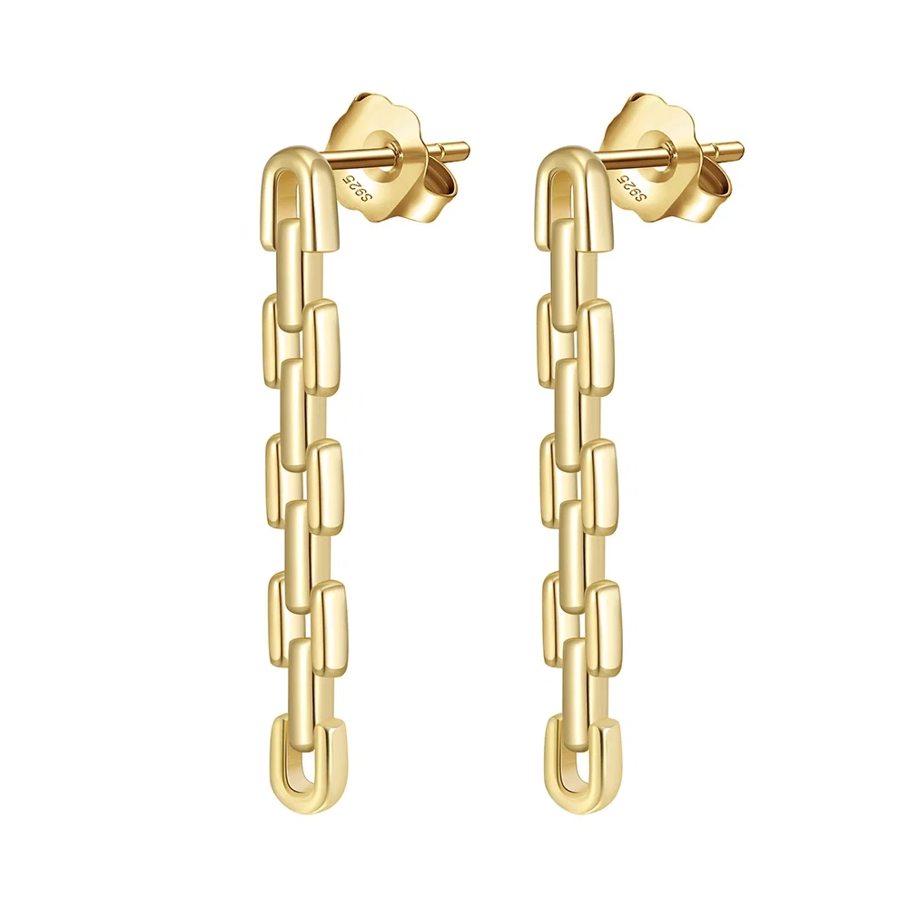 Cercei din Argint Chain Earrings Golden [1]
