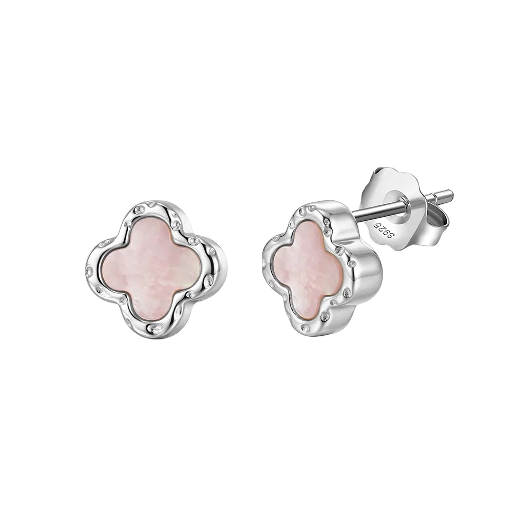 Cercei din argint Clover Pink Shell Argintiu [1]