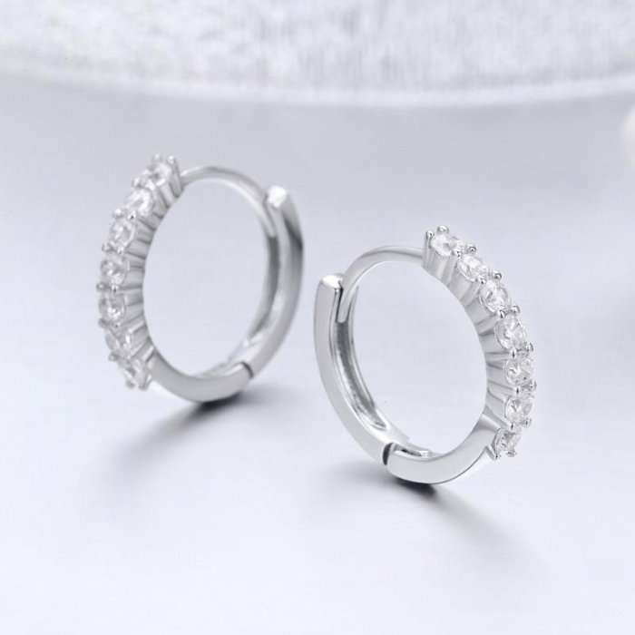Cercei din argint Crystal Hoop [4]