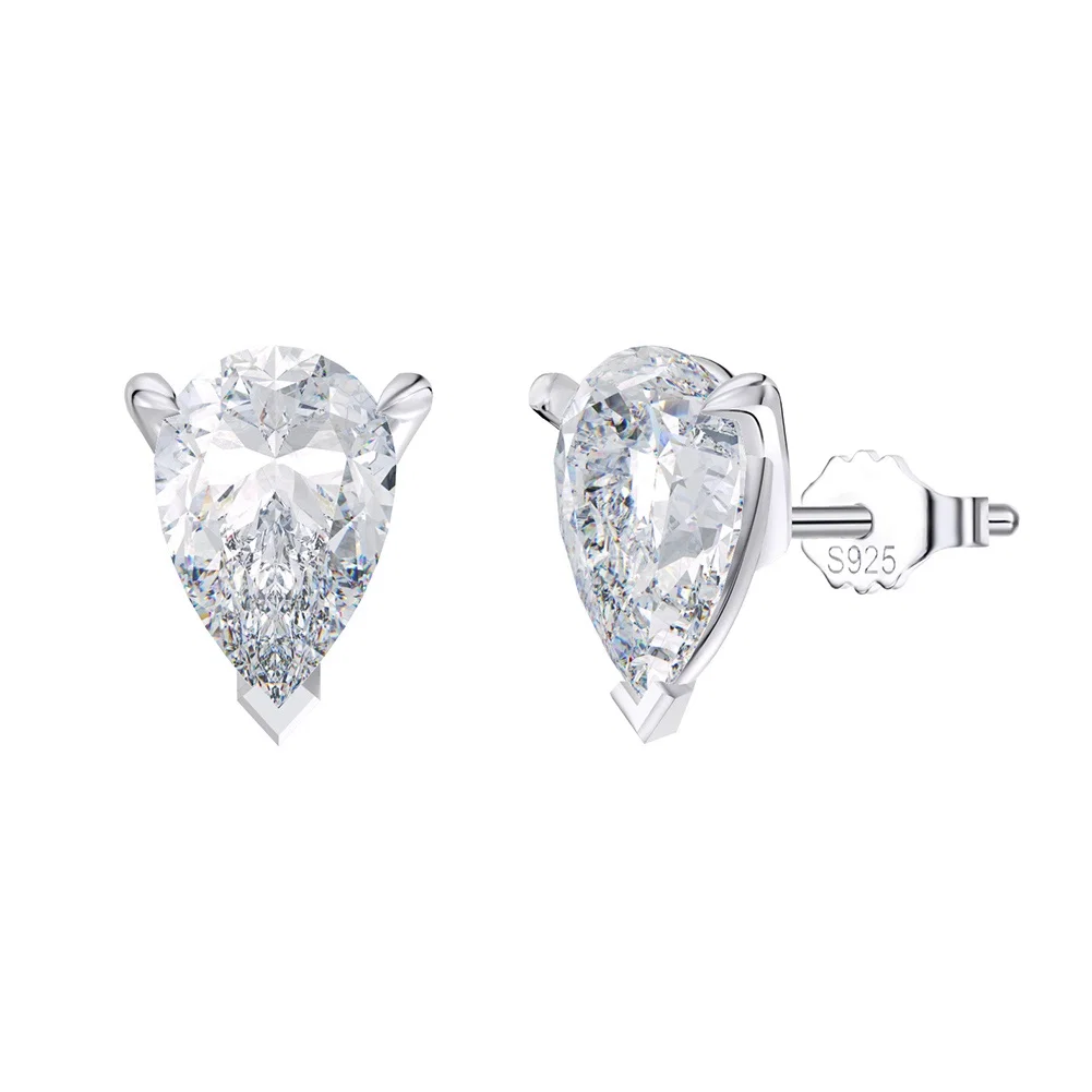 Cercei din argint cu moissanite Pear Moissanite Argintiu [1]